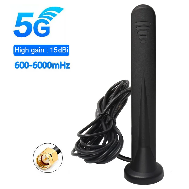 GSM GPRS 3G 4G 5G Antenna Outdoor High Gain 15dBi 600-6000MHz SMA Male Waterproof Magnetic Sucker for Wifi Router Modem | Мобильные
