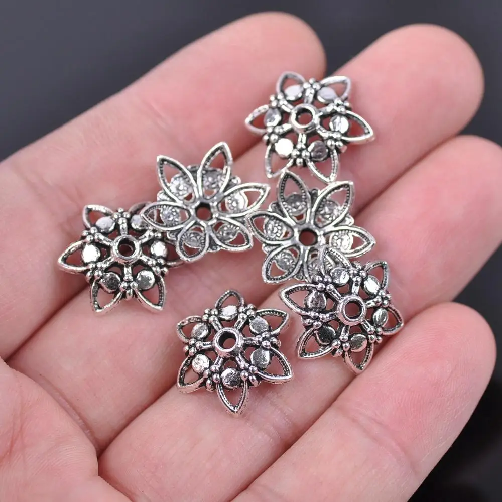 50pcs Tibetan Silver Color Metal Flower Loose Spacer Beads Caps Wholesale  lot for Jewelry Making DIY Crafts Findings 1#~31# - AliExpress