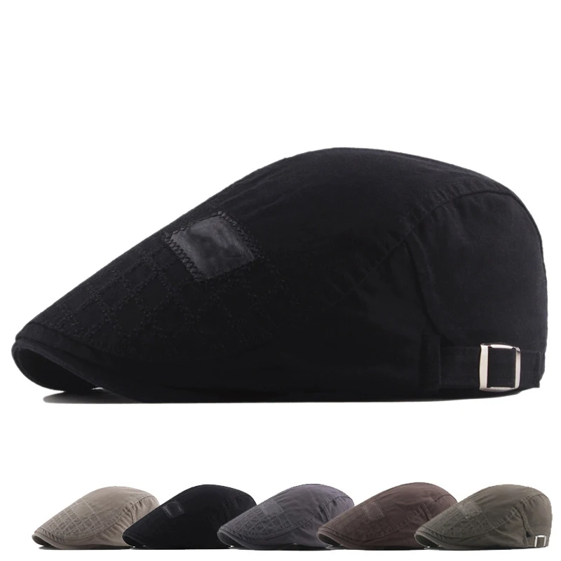 

Vintage Autumn Winter Mens embroidery Beret Cap Cabbie Newsboy Flat Hat warm cap