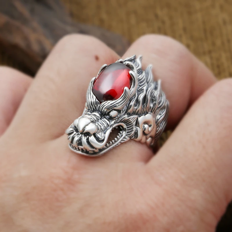 

ring s925 silver retro style exaggerated silver jewelry male ring