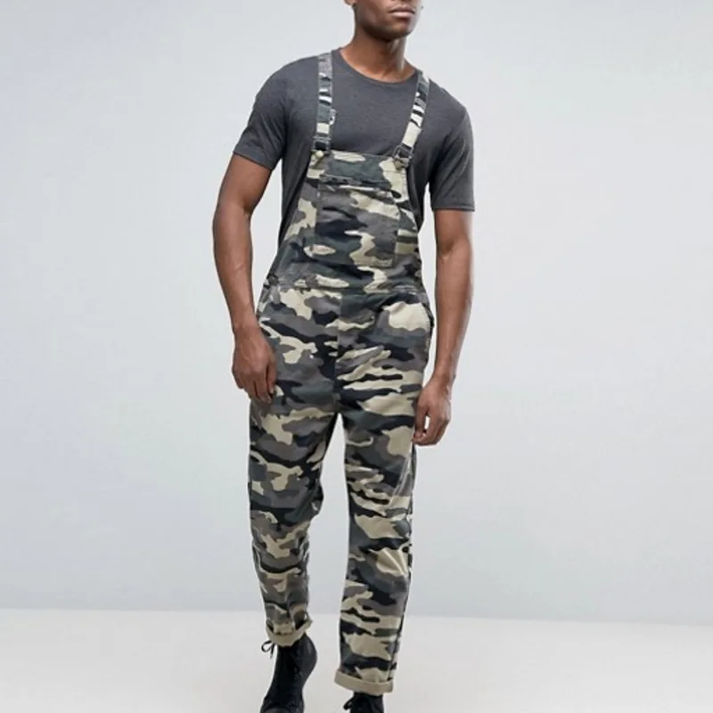 

LASPERAL Men Fashion Jeans Jumpsuit Casual Camouflage Print Jeans Jumpsuits Overalls Military Tracksuit Camo Suspender Pants
