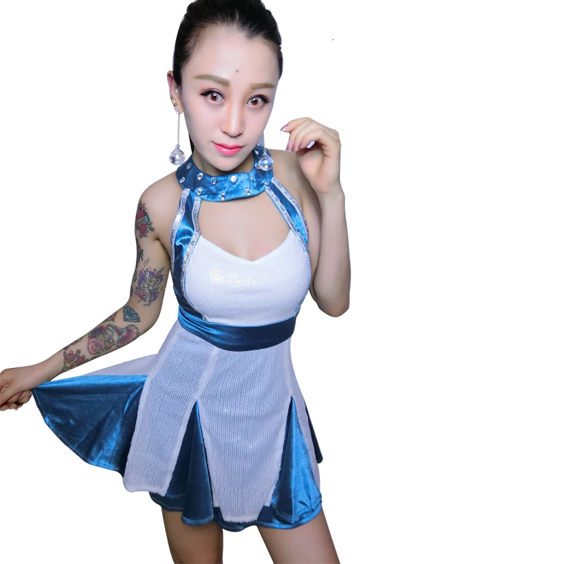 Rhinestone DS Bar Performance New Sexy Nightclub DJ Singers gogo Collar Dance Costume Jazz Dancer Stage Dance Costume For Singer (2)