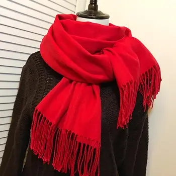 

Women Tassels Imitation Cashmere Solid Color Pashmina Scarf Wraps Warm Shawl Outdoor Windproof Clothing Accessory Xmas Gift New