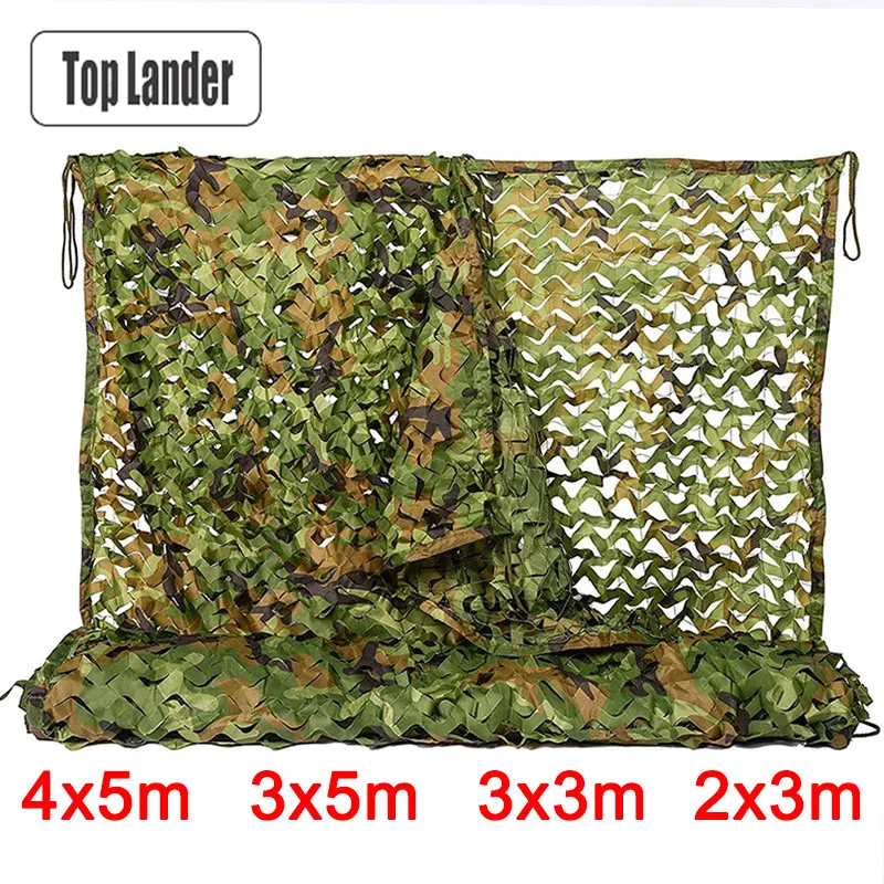 4x5m 2x3m wojskowy kamuflaż netto Camo siatki siatki siatka zacieniająca polowanie ogród samochód na zewnątrz Camping Sun Shelter Tarp namiot