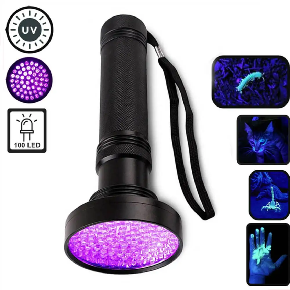 

UV Flashlight 100lED money detector lamp Flashlight Camping lights Torch Flashlight Ultra Violet Torch Light Equipments