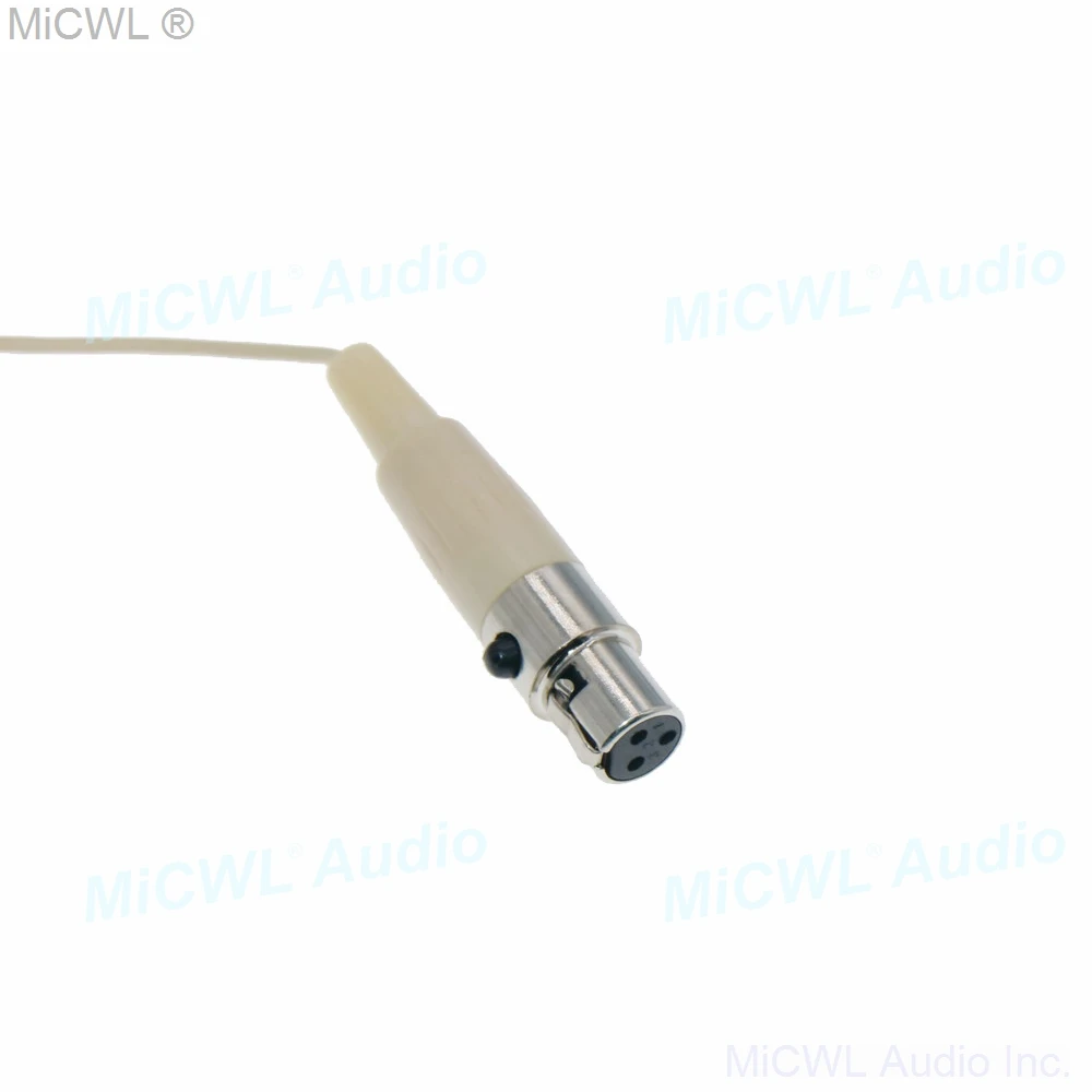 Beige Single Earhook Headset Microphone - Mini XLR (TA4F 4-Pin) For Shure Wireless Bodypack Transmitters
