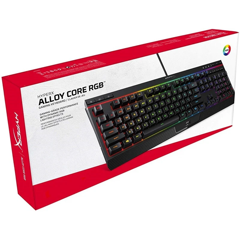 Keyboard HyperX Alloy Core RGB HX-KB5ME2-RU membrane, wired, USB, RGB backlight, moisture protection, color: black
