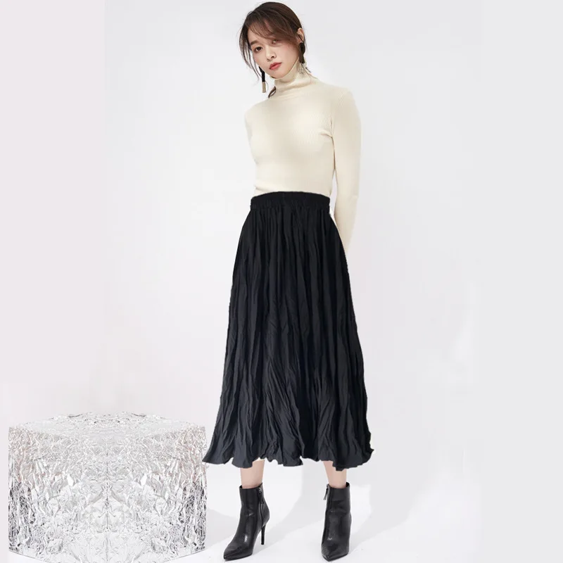 

Pleated Chiffon Skirt Female Spring 2019 New Style White High-waisted Mid-length Cream Skirt INS Super Fire Skirt