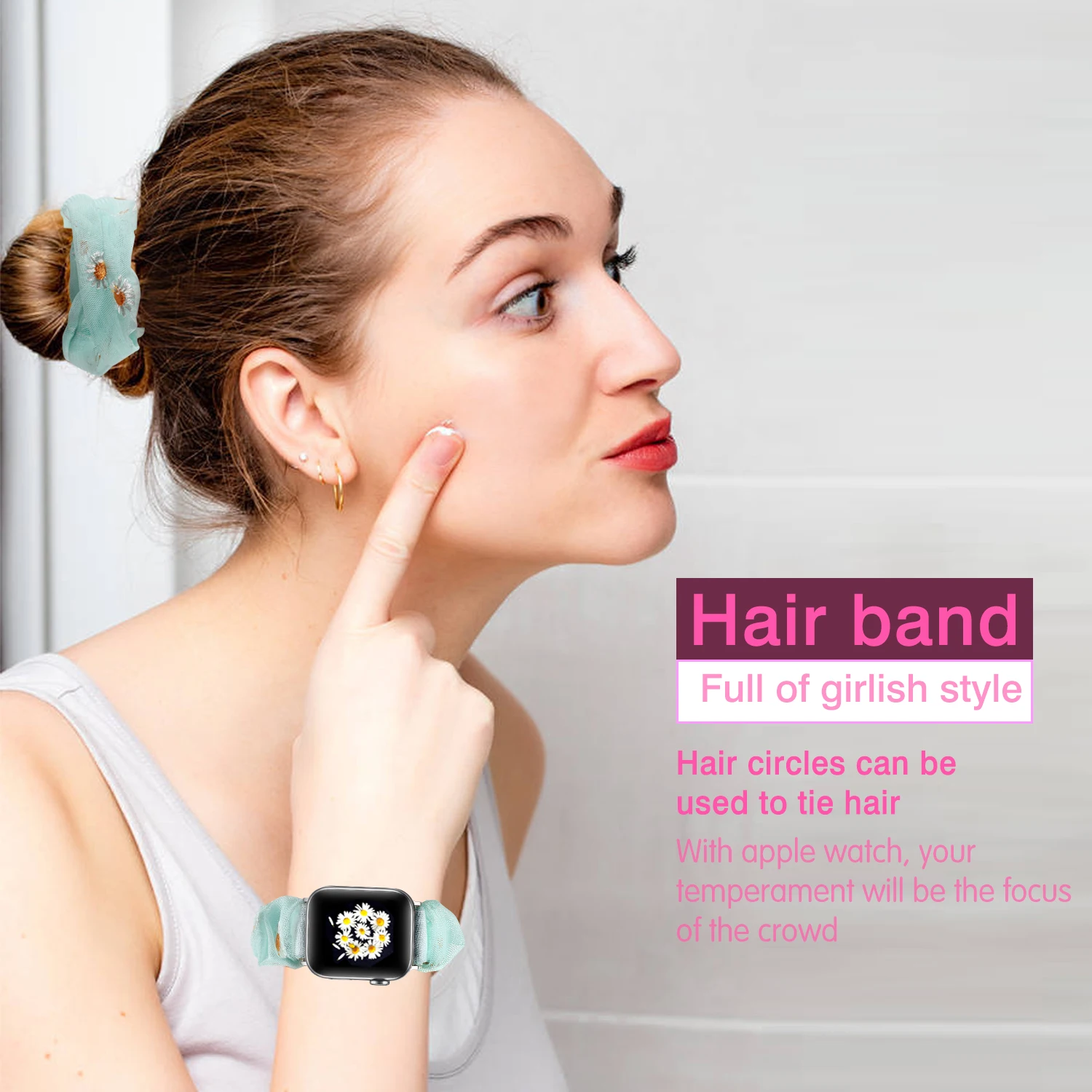 Резинка для волос эластичные ремешки часов наручных Apple Watch версии 5 4 3 2 38 мм 40 42 44