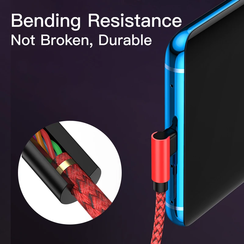 Кабель Micro USB 90 градусов для зарядки Samsung 3A LG Huawei Mi Redmi Android кабель быстрой и