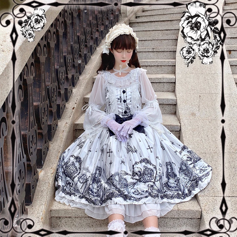 

Lolita Tomb Cell Girls Gothic Dark Lines JSK Dress gothic dresses medieval black lolita dress princess lolita victorian dress