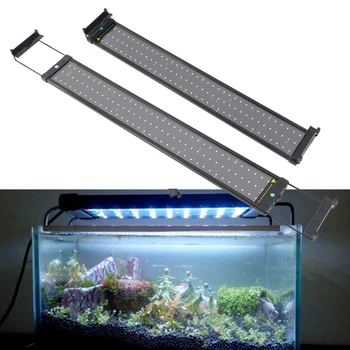 

72-94cm Aquarium LED Lighting Fish Tank Light Lamp with Extendable Brackets 90 White and 18 Blue LEDs Fits for Aquarium