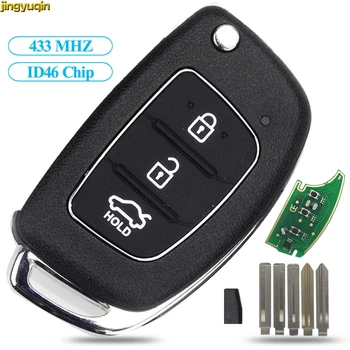 

jingyuqin 3 Buttons Remote Car Key Shell Fob Blade 433Mhz With ID46 Chip TOY40 for Hyundai New IX35 IX25 IX45 Elantra Santa Fe