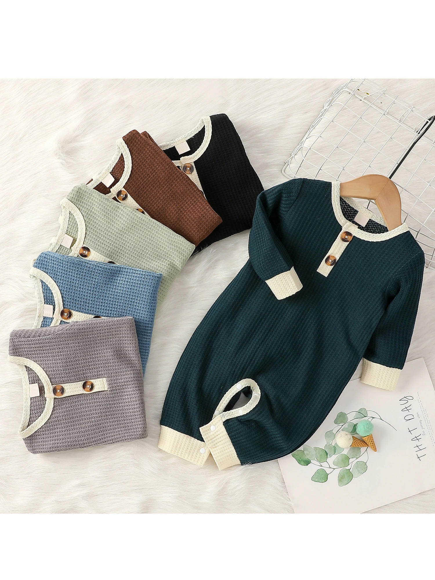 carters baby bodysuits	 6-color Newborn Boy Casual Jumpsuit Solid Color Long-sleeved Girl Pocket Jumpsuit 0-24m Long-sleeved Climbing Suit best baby bodysuits