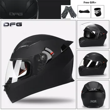 

2020 full face helmets winter warm double visor motorcycle helmet Casco Motorbike capacete red matte color