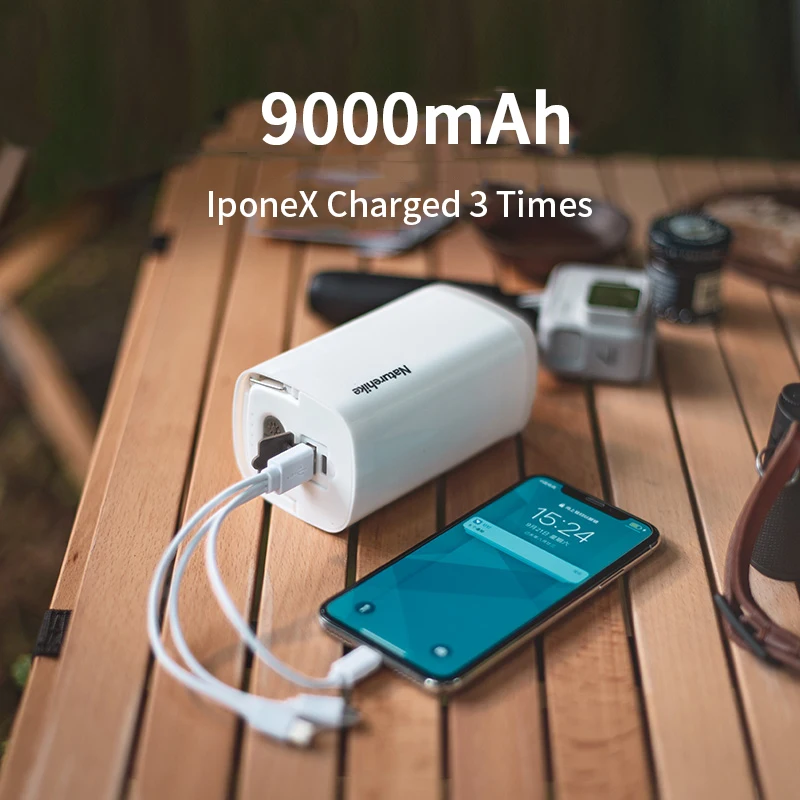Naturehike Inflatable Mat Air Pump 3 in 1 Camping Multi-function Mini Charging Treasure Lighting Po