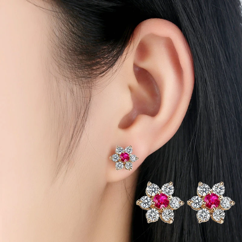 S925 Серебряные серьги гвоздики в виде снежинок для женщин австрийские кристаллы