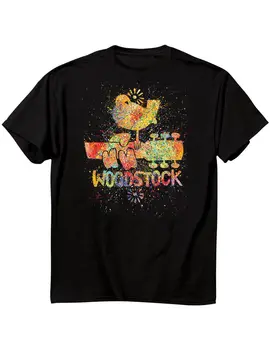 

NEW NWT Woodstock Iconic Poster Splatter Paint Design Black T-Shirt 2X Man Print T-Shirt Hipster top tee Print