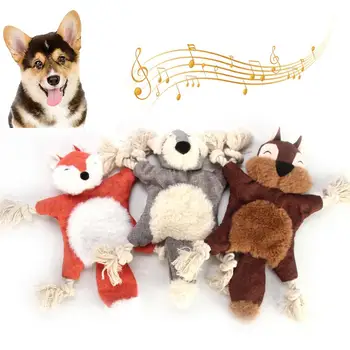 

Pet Dog Puppy Cute Squirrel Fox Shape Plush Doll Sound Paper Squeak Bite-resistant Chew Toy for dog
