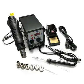 

EU Plug 8586 SMD BGA Rework Solder Station Hot Air Blower Heat ligent Detection And Cool Air Welding Soldering Iron Repair