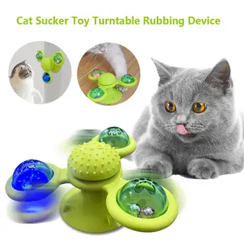 

Windmill Cat Toy Turntable Teasing Interactive Cat Toys Catnip Cat Scratching Tickle Pet Hair Removal Brush Massager Kitten #3