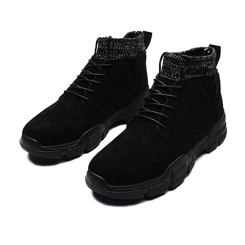 Винтажные мужские ботильоны; замшевые кожаные ботинки в западном стиле; коллекция года; модные рабочие ботинки; повседневная обувь на шнуровке; кроссовки; Bot KOZLOV - Color: black boots men