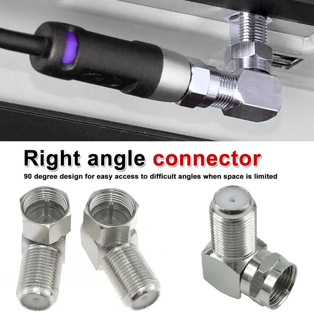 

5Pcs/set 90 Degree Right Angled TV Aerial Antenna Cable Connectors RF Coaxial F Female to Male Plug Connector Adapter