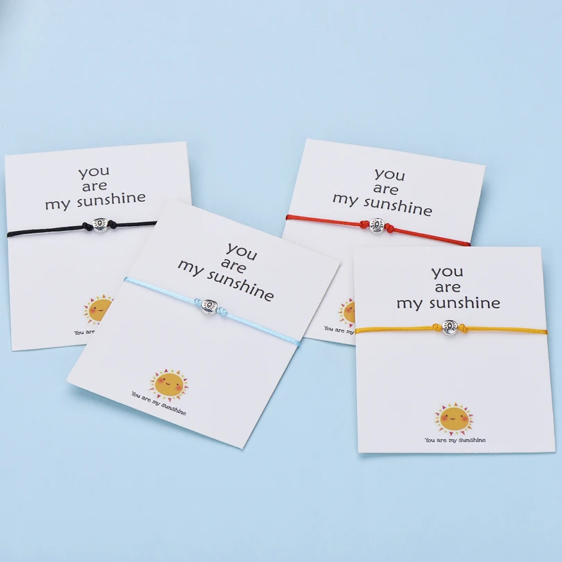 IYOE Wish Card You Are My Sunshine браслеты с глазами для женщин и мужчин, подарок на день рождения, винтажный браслет ручной работы с красной нитью