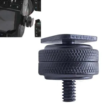 

Pro 1/4" Dual Nuts Tripod Mount Screw Black To Flash Hot Shoe Adapter For Camera Studio Acc