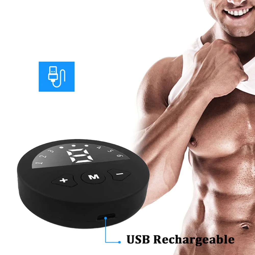 Ceinture D'électrostimulation Abdominale - Stimulateur Musculaire EMS, 6 Modes, 15 Niveaux, Rechargeable USB