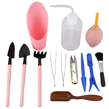 

13Pcs Mini Garden Hand Tools Transplanting Tools Succulent Tools Miniature Planting Gardening Tool Set(Pink)