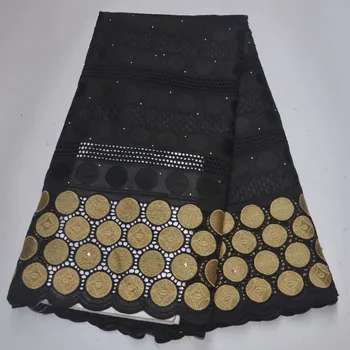 

Black/Gold Swiss Voile Lace In Switzerland High Quality African Lace Fabric Embroiderey Nigerian Lace Fabric For Wedding Garment