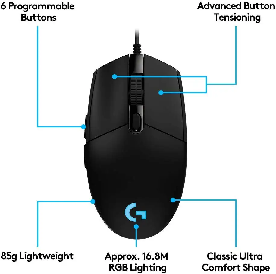 Игровая мышь Logitech G102 IC PRODIGY оригинальная оптическая 8000DPI 16 8 M цветной СВЕТОДИОДНЫЙ