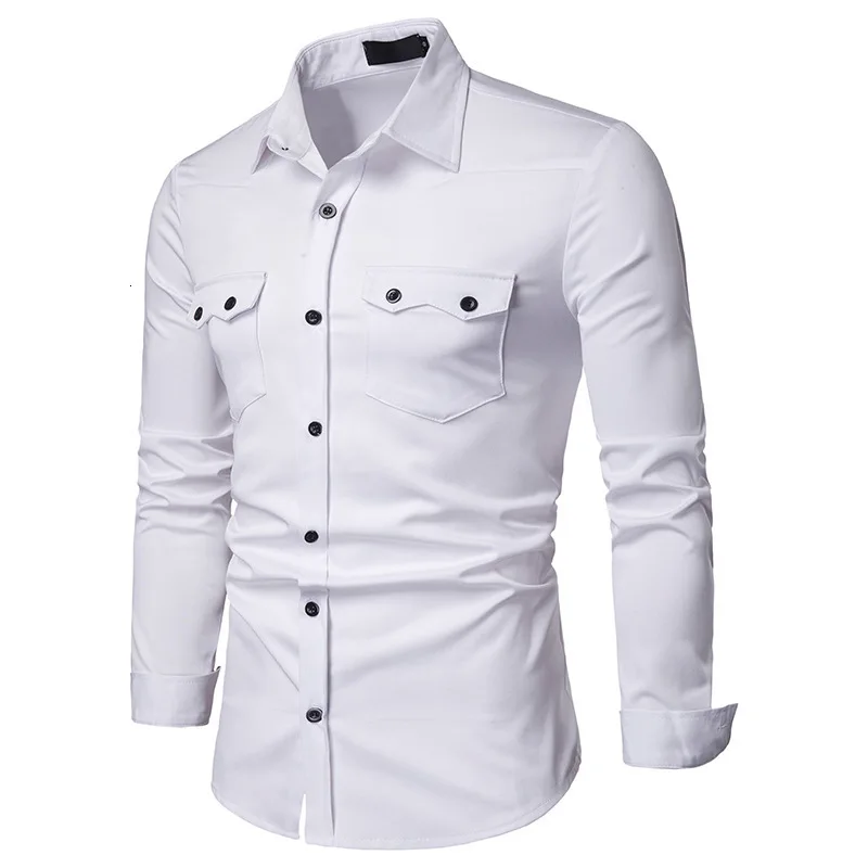 9 модный бренд Camisa Masculina рубашка с длинными рукавами Мужская однотонная приталенная дизайнерская официальная повседневная мужская рубашка Размер M-4XL
