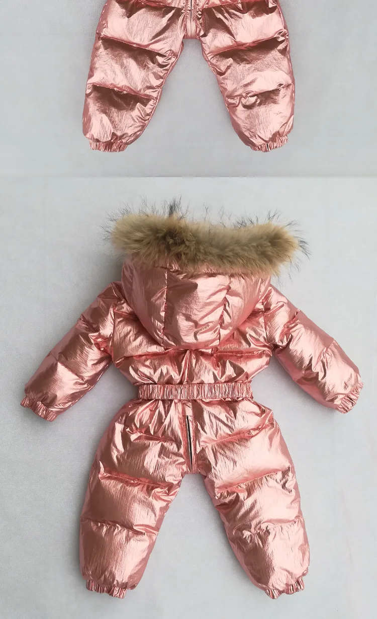 Luxury Gold Infant Baby Down Rompers Duck Down Filling Kids Baby Snowsuit Thick Warm Hooded Toddler Boys Girls Winter Jacket