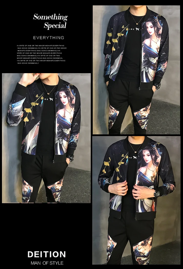 Спортивный костюм мужской Азиатский размер Moda Hombre мужской комплект осенний мужской спортивный комплект из 2 предметов спортивный костюм куртка+ штаны