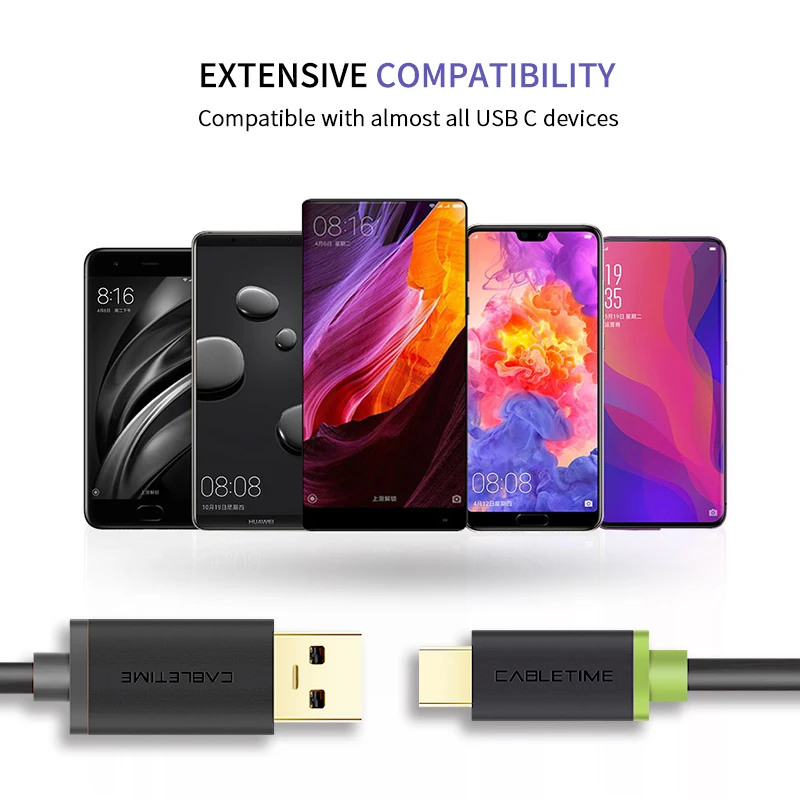 Кабель USB Type C кабель 3A для быстрой зарядки USB2.0 синхронизации данных Samsung Galaxy S9 Plus