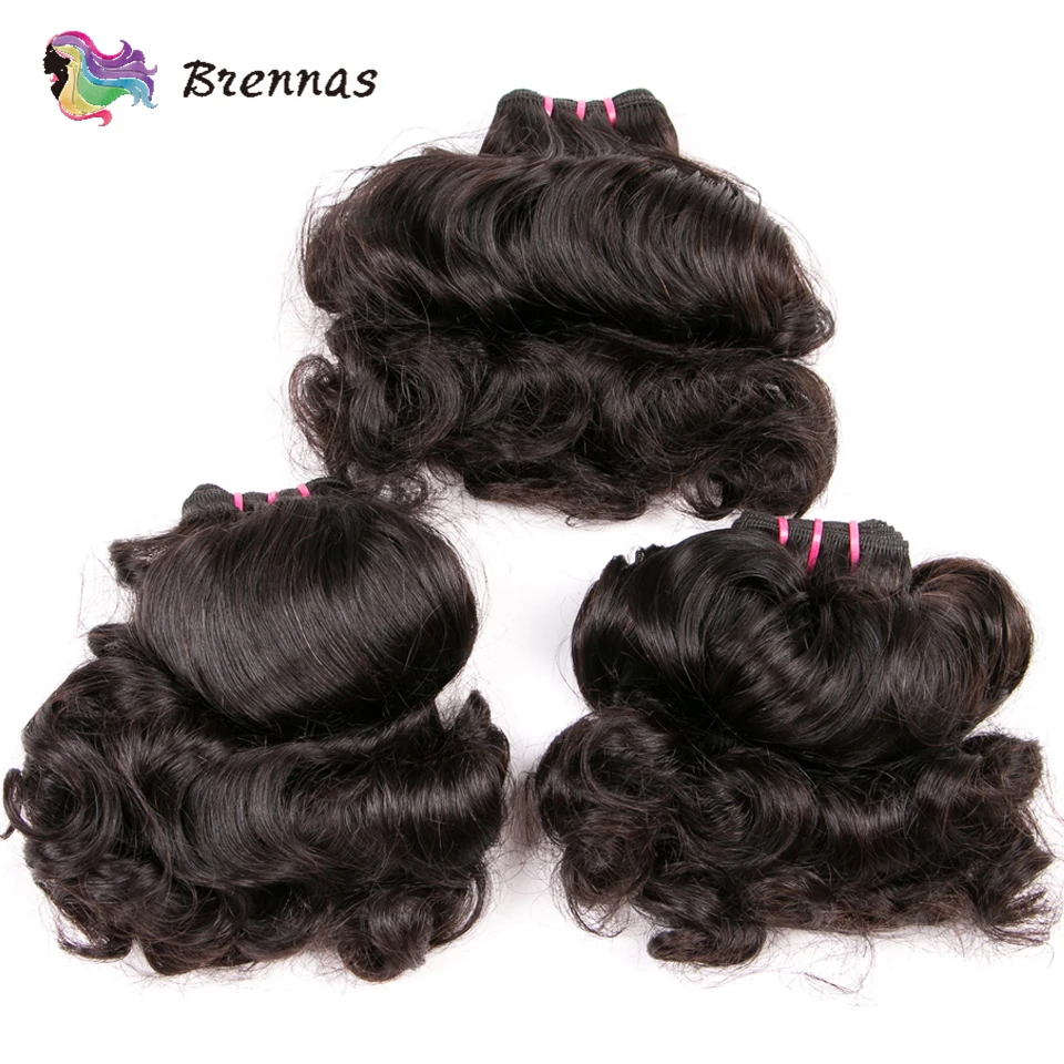 Double Drawn Human Hair Bundles Brazilian Funmi Hair Bouncy Curl 3 Bundles Deal Natural Color Human Hair Bundles Weave For Women 30inch kinky curly hair bundles 1 3 4 bundles deal brazilian remy human hair extensions kinky jerry curl hair bundles weave