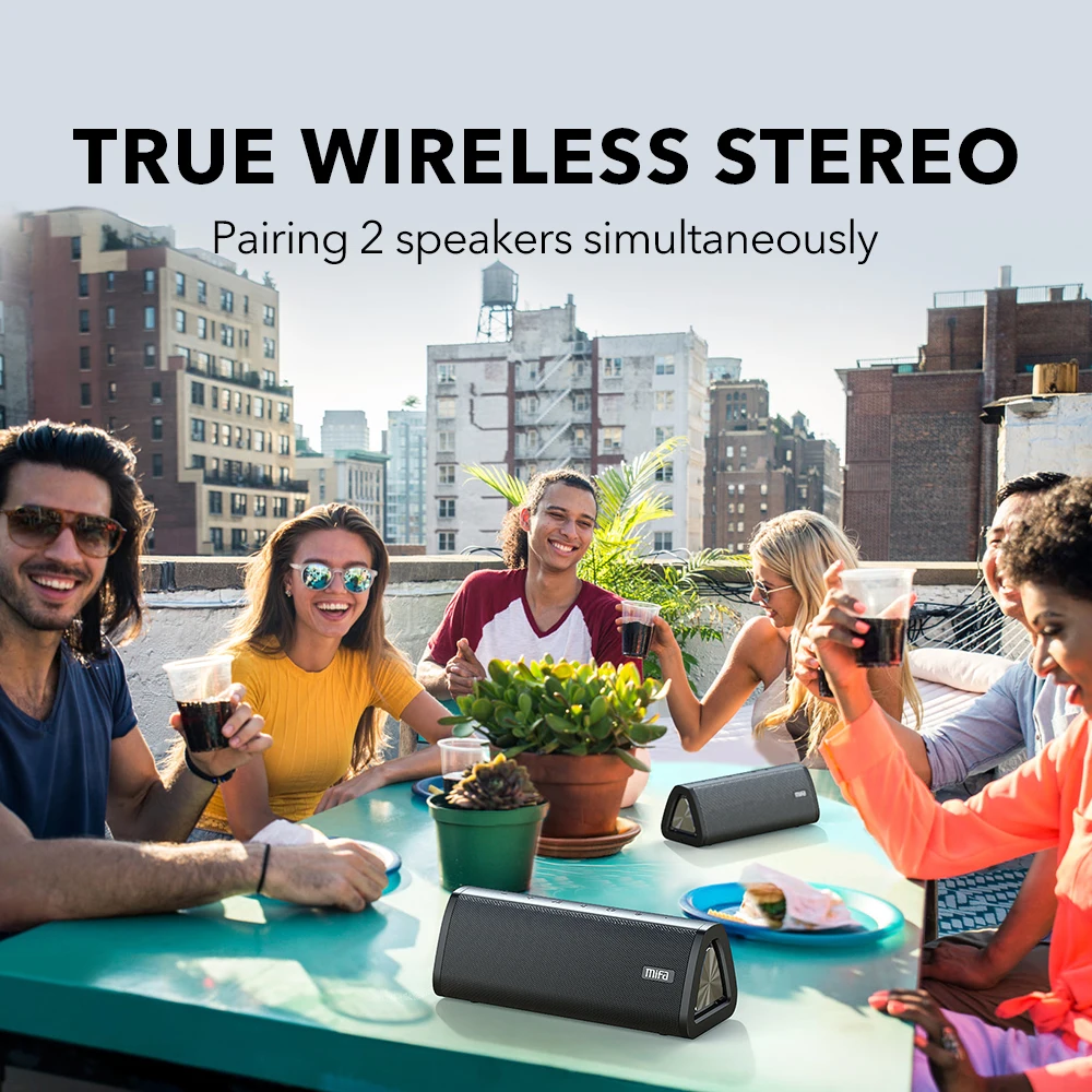 Mifa A10 + портативный bluetooth динамик 360 ° стерео звук 20 Вт IPX7 водонепроницаемый