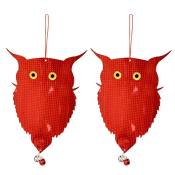 

2Pack Bird Repellent Owl Reflective Woodpecker Hanging Deterrent Anti-Bird Garden Decoration with Bell