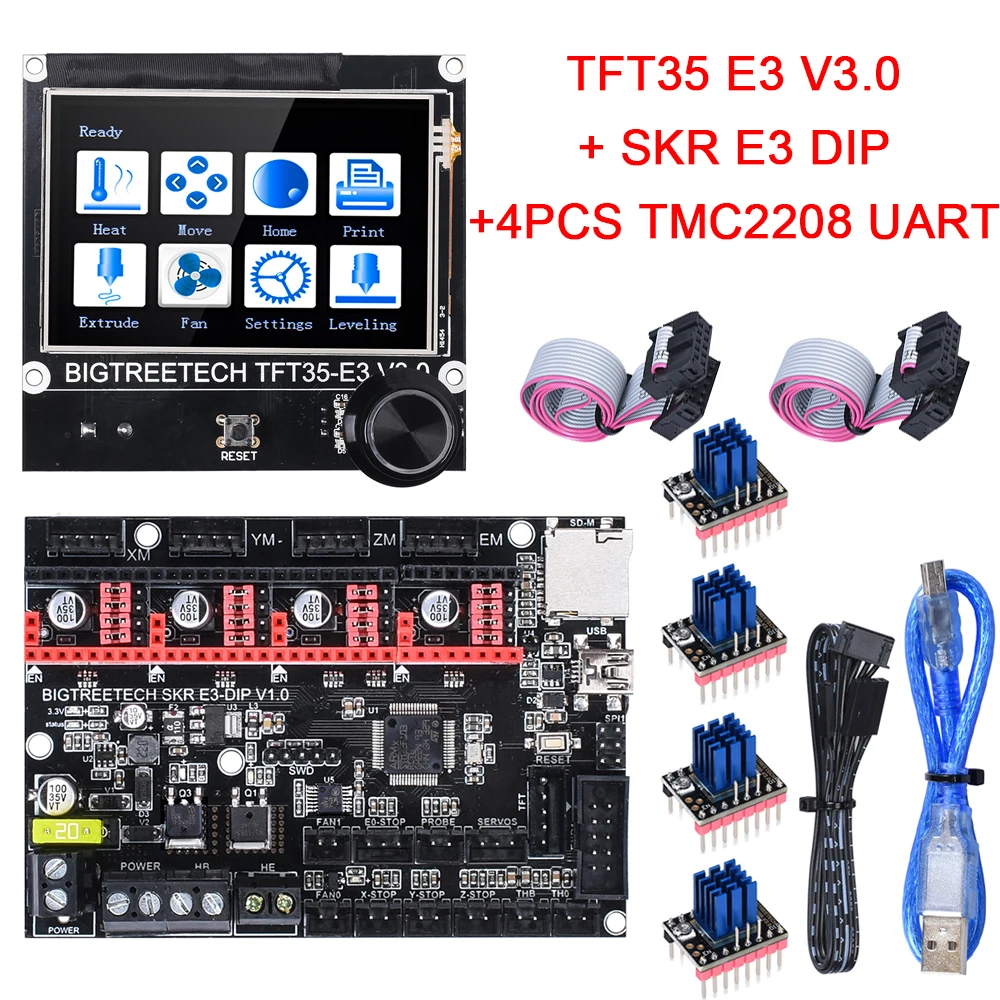 DIP TMC2208UART Kit BIGTREETECH SKR mini E3 V1.2 плата управления интегрированная TMC2209+ TFT35 E3 V3.0 сенсорный экран части 3d принтера для Ender 3 SKR V1.3 - Color: DIP TMC2208UART Kit