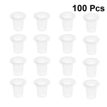 

100pcs Vegetable Net Pots Practical Useful Durable Slotted Mesh Planting Basket Hollowed-out Cup for Hydroponics Aquaponics A30