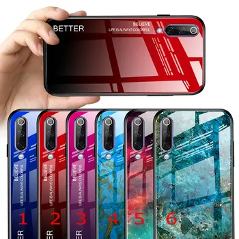 

100pcs/lot For Xiaomi Mi CC9E CC9 A3 Lite Shockproof Color Changing Marble Gradient Tempered Glass Case For Xiaomi Mi 9 SE