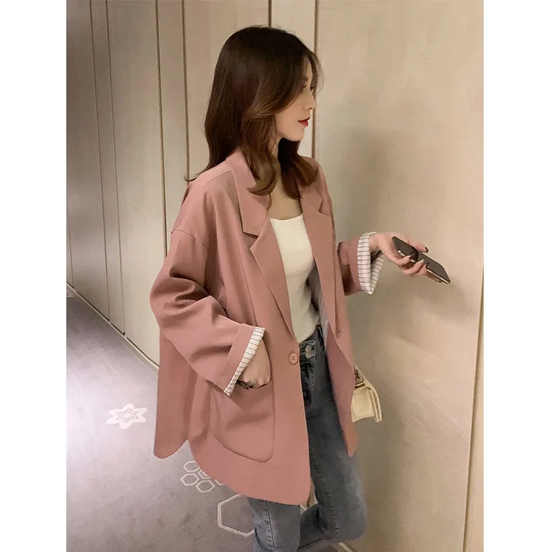 

2019 Autumn New Style Korean-style Yellow Retro Suit Jacket Women's Loose-Fit Versatile Tops CHIC Gentle Debutante-Style