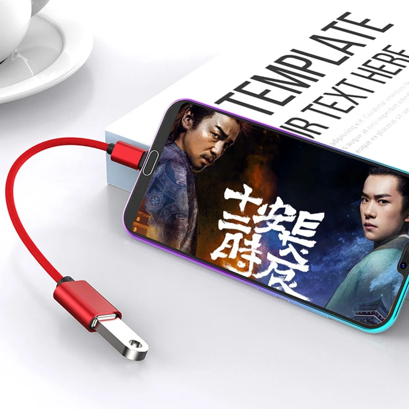 Usb Otg type C к usb-адаптеру Otg Быстрая зарядка type-C зарядное устройство нейлоновый плетеный кабель для передачи данных конвертер-красный
