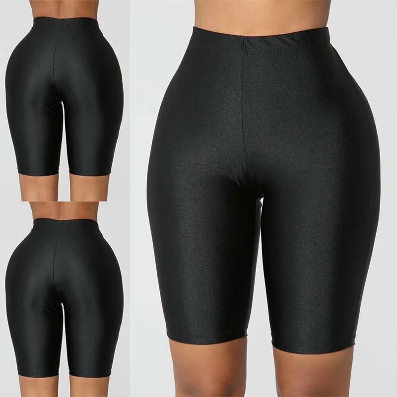 Women\'s Shorts Shorts Women High Waist Female Motorcycle Shorts Solid Color Fitness Sports Casual Slim Cycling Shorts Summer
