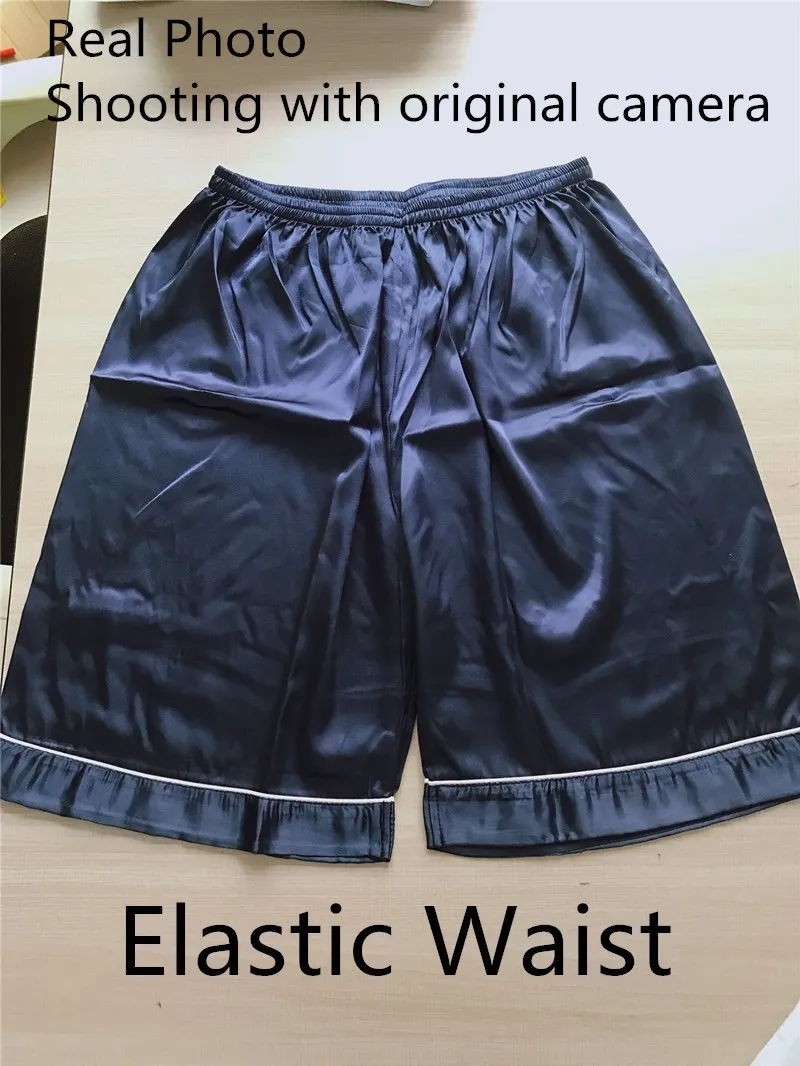 Men's Pajamas Male Satin Silk Pyjamas Summer Sleep Bottoms Lounge Short Pants Sleepwear Elastic Waist Male Home Wear Nightgrown