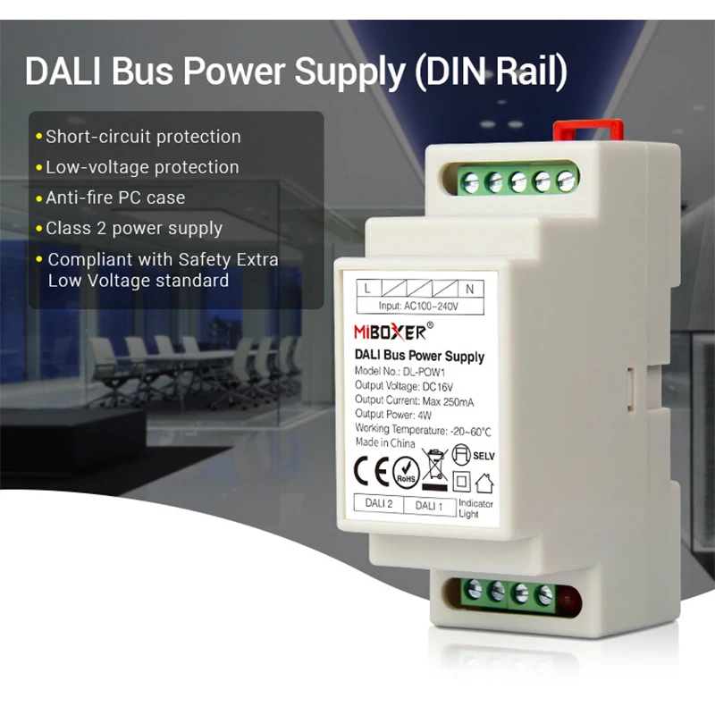 Miboxer DALI Bus 전원 공급 장치 (DT8) 86 터치 패널 DALI 디밍 제어 시스템 5 in 1 LED 컨트롤러 DIN 레일, led 램프용