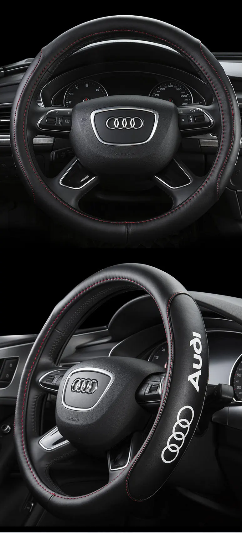 Подходит для Audi A4L A6L A3 A1 A5Q3 Q5 чехол из натуральной кожи для рулевого колеса автомобиля четыре сезона универсальный зажим крышка