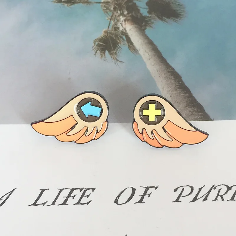 Значки с героями мультфильмов милая пара броши в виде крыльев для влюбленных